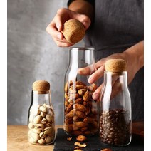 분쇄 원두 커피 보관 방법 딸기우유병 용기 통 코르크 뚜껑 유리병, 300ml