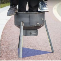화덕만들기 캠핑화로대 불멍 가마솥화덕 화롯대 드럼통화로, 아주두꺼운43cm+화로고리3개+40cm양귀솥