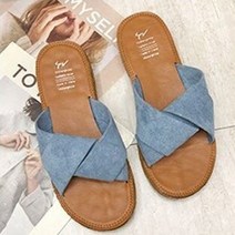 딥앤와이드 여성 여름 크로스 슬리퍼 스웨이드 뮬