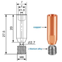 3D 프린터부품 Bimetal heat브레이크 Ender3 티타늄 합금 구리 도금 Throat CR10 Ender 53 CR10S 프린터 부품 V6 S1, 1.75mm bimetal