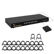 CKLau 4Kx2K 8포트 HDMI KVM 스위치 케이블 및 USB 2.0 허브 포함 랙 마운트 윈도우 리눅스 맥 데비안 우분투 페도라 라즈베리 파이 우분투용 키보, 16x1 USB 2.0 4K 30Hz