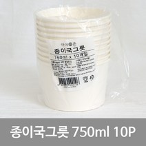아이존 종이국그릇 750ml 10P 행사 야외용품 무지 죽 닭강정 라면 컵밥