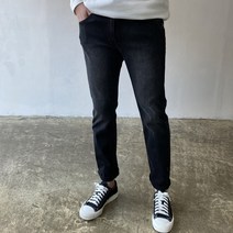 미꼬장 남자 디스트로이드 블랙 스판 9부 10부 청바지