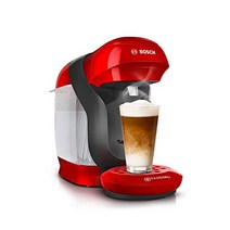 Bosch Tassimo 스타일 캡슐 머신 TAS1103 Bosch의 커피 머신 70가지 이상의 음료 전자동 모든 컵에 적합 공간 절약형 1400W 레드/무연탄 -19989, 살구/무연탄