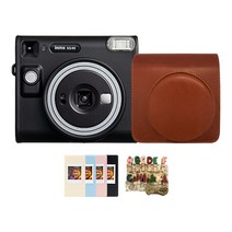 인스탁스 스퀘어 SQ40 카메라+가죽케이스/전용앨범+알파벳집게/폴라로이드 카메라, 브라운