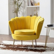 미용실쇼파 모던 심플 꽃잎 싱글 천 소파 거실 의자 가구 의류 매장 미용실 라운지 의자265296, G78-l-yellow