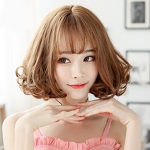 러블리 단발 웨이브 통가발 3color, 다크브라운