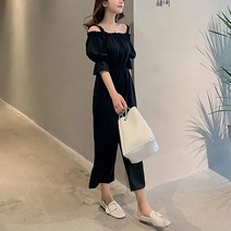 밴딩 편한팬츠 원피스 옐로우 오프숄더 와이드 점프슈트 점프수트 여름코디 여자 여름바지 여름휴가 대 오픈숄더 여성 스타일리쉬 시원한바지 휴양지 나시 체형커버