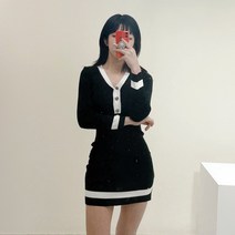 VANANA2 배색 디테일 정장 하객 룩 미니 원피스