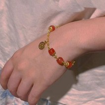 옥팔찌 천연원석 행운 비즈 오팔 절묘한 푸 캐릭터 행운의 헤티안 옥 팔찌 창조적인 길조 파티 보석