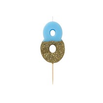 빛나 생일 축하 블루 글리터 숫자 양초 - 8, 1개