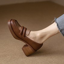여성 봄 가을 겨울 20대 30대 40대 6cm 통굽 로퍼 로퍼화 브라운 블랙