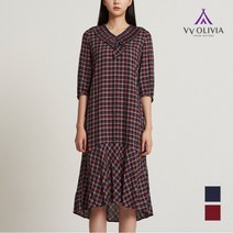 올리비아로렌 체크 프릴 롱 원피스 VVCOAWF7221