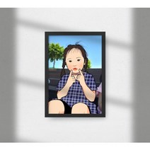 라인드로잉 팝아트 캐리커쳐 초상화 액자, 웹툰체, 화이트액자, A3 (+15000원)