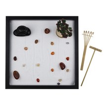 일본 젠가든 모래 정원 Zen Garden 묵상은 진정 장식을 만듭니다 힐링 ASMR, 전자 25x25x2cm