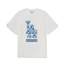 MLB 큐브 클리핑 모노그램 오버핏 반팔 티셔츠 LA White 262683