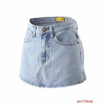 미니 스커트 빈티지 컬롯 여름 높은 허리 슬림 단어 스커트 데님 스커트 바지