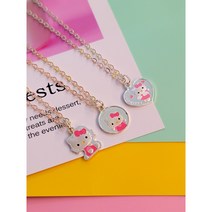 미아방지 은 목걸이 헬로키티3종, 13개월~만2세 35cm, 하트모양