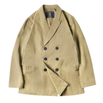 아메리칸 캐주얼 블레이저 슈트 빈티지 더블 브레스트 부티크 코튼 쟈켓 솔리드 슬리브 코트