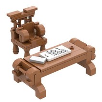 Moc 고대 중국 피규어 공식 목사 사무실 법원 작업 테이블 의자 장면 빌딩 블록 소년 선물 조립 완구, 04 Tables chairs B