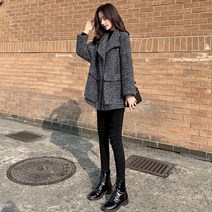 헤링본코트 겨울 여성 코트 자켓 헤링본 모직 여성 가을 ​​겨울 2022