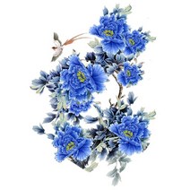 중식화구 중화렌지 3Ratels QC116 꽃 벽 스티커 침실을위한 가정 장식 중국 전통 회화 모란, 01 QC116_01 20cm(7.87 inch)