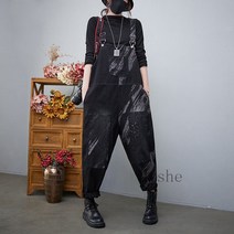 [Myshe] 여성 청 멜빵바지 루즈핏 캐주얼 바디슈트 봄 가을 Night9622FEI622LTK08
