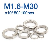 스프링 와셔 스텐 와샤 1050100pcs 스프링 분할 잠금 와셔 탄성 개스킷 m1.6 m2 m2.5 m3 m4 m5 m6 m8 m10 m12 m16 m24 m27 m30 a2, m20, 100개, 1개