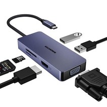 USB C HUB 도킹 스테이션 듀얼 모니터 4K HDMI PD 100W 3.0 2개 2.0 C 오디오 SD/TF 맥북 프로/에어 서피스 프로/고 및 타입 장치와 호환, 6 in 1