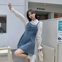 투피스 셔츠 데님 원피스 보헤미안 루즈핏 청원피스 미니원피스 반팔 스판 기본핏