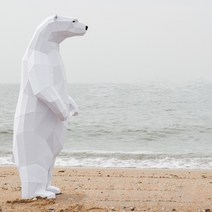 대형 빅사이즈 북극곰 페이퍼크래프트 조각상 입체 종이 장식 북극곰 만들기 DIY, 1.32m