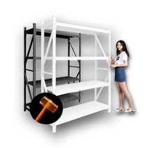 토토랙 무볼트 조립식 철제앵글 경량랙 창고진열대 매장선반 3단4단5단6단, 화이트2MT높이_0.5MT_1M3단
