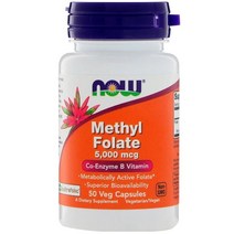 Now Foods 메틸 엽산 5 000mcg 50캡슐 4세대 활성 폴레이트 FOLATE 고함량