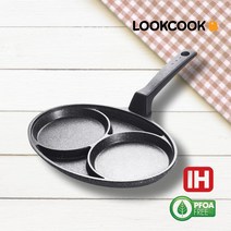 LOOKCOOK 차콜 2구 인덕션 에그팬 후라이팬 미니전 팬케이크 계란후라이