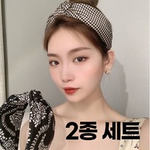 미다미 [2P세트] 로카 블랙패턴 볼드 헤어밴드