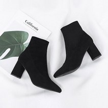 힐슈빌 여성용 7cm 스판 니트 삭스 부츠 힐 엘리아