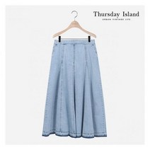 [써스데이아일랜드][Thursday Island] 여성 플레어 맥시 데님 스커트(T214MSK242W) 396698
