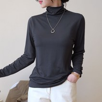 데일리앤 뉴먼 여성 무지 발열 이너 폴라 긴팔 티셔츠