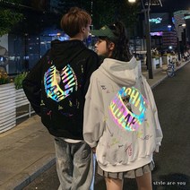 스타일아유 여성용 레터링 형광 후드 티셔츠 후드티[AXA6TS221A]