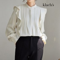클라셰 77까지 핀턱웨이브러플로망블라우스 CB3SBL070C