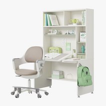 한샘 티오 그로우 각도조절 책상세트 5단 120x75cm+링고S 고정중심봉DIY(발받침), 책상_화이트+내추럴오크/의자_핑크(O)