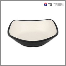 돌산멜라민 체크투톤(블랙앤화이트) 신사각찬기 (업소용그릇 멜라민그릇 예쁜그릇 식당접시 멜라민볼 멜라민찬기 검정색그릇), DS-7083 (3호)
