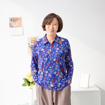 엄마옷마미소 꽃집업카라티셔츠 반오픈 지퍼티 스판 중년여성 미시룩 마담의류 3XL 빅사이즈 넉넉한핏 꽃무늬키셔츠 부드러운티 할머니옷 나들이옷 춘추복