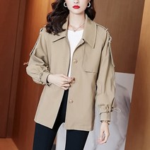 큰옷여성코트 금 년 유행 트렌치코트 숏 봄 가을 룩 작은 키 빅사이즈 고급 거물급 2576723901