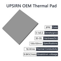 Upsiren OEM 방열 실리콘 패드 CPUGPU 그래픽 카드 수냉 열 패드 매트 마더보드 실리콘 그리스 패드, 17.21W Thermal Pad - 100X100X2