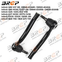 BRCP 앞 우측 차축 외부 스티어링 타이로드 엔드 볼 조인트 인피니티 Q50 Q60 G25 G37 EX25 M25 M35 Q70 D8, 한개옵션0, 한개옵션0