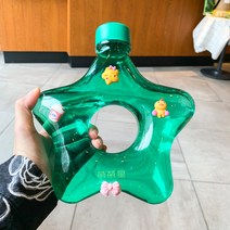 별모양 스타 플라스틱 대용량 휴대용 물병 특이한 물통, 그린700ml+랜덤인형6개