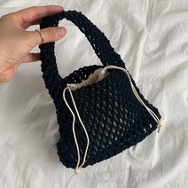 에브리테일 그물 미니 토트백 패브릭 라탄백 여름가방 라탄가방 니트백