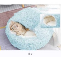 심플 고양이 온열방석 털숨집 쿠션하우스, 하늘색