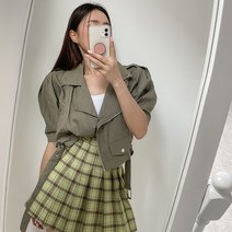 어멜리스 여성용 시원한 린넨 퍼프 벨트 크롭 자켓 (3color)